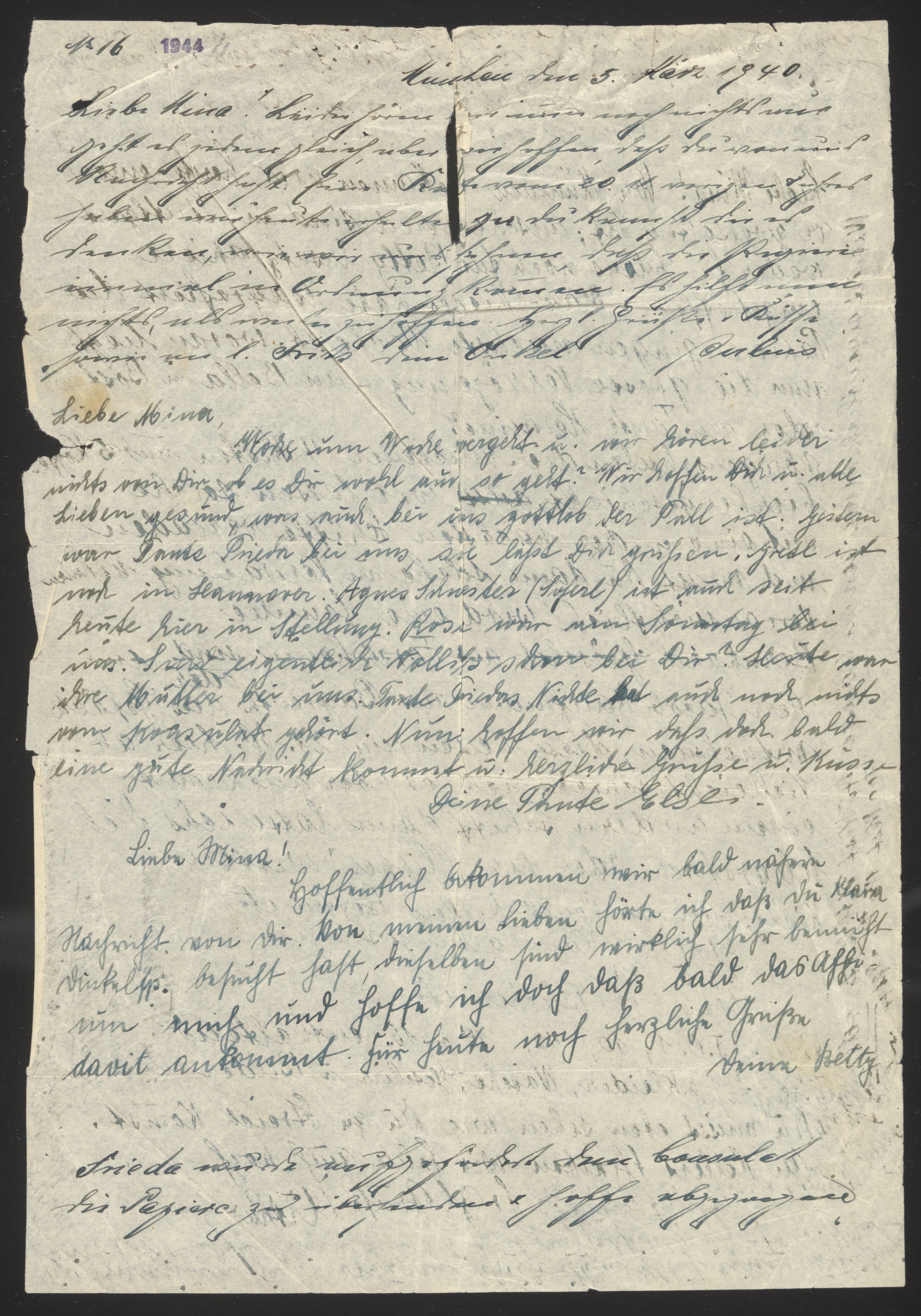 Handwritten letter with multiple short notes from different writers