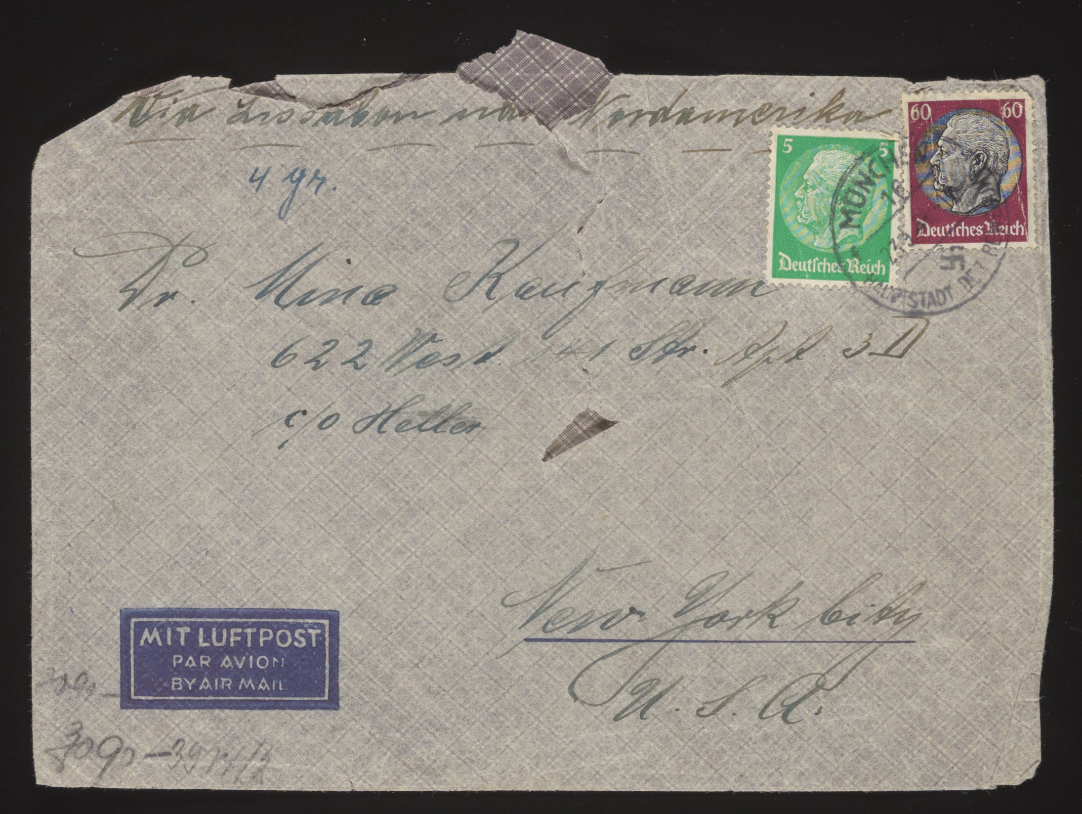 Envelope front — airmail letter