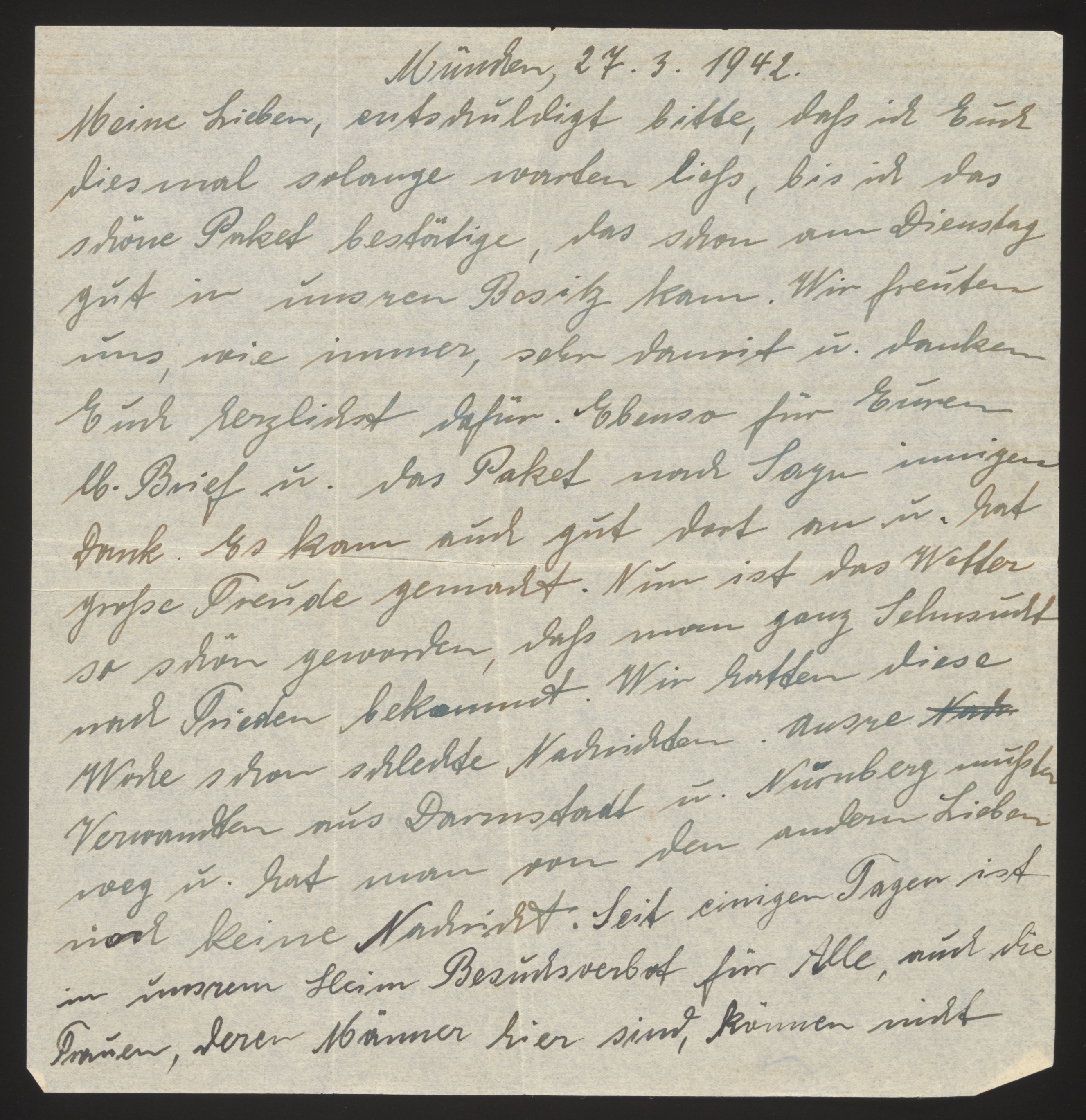 Handwritten letter (page 1 of 2)