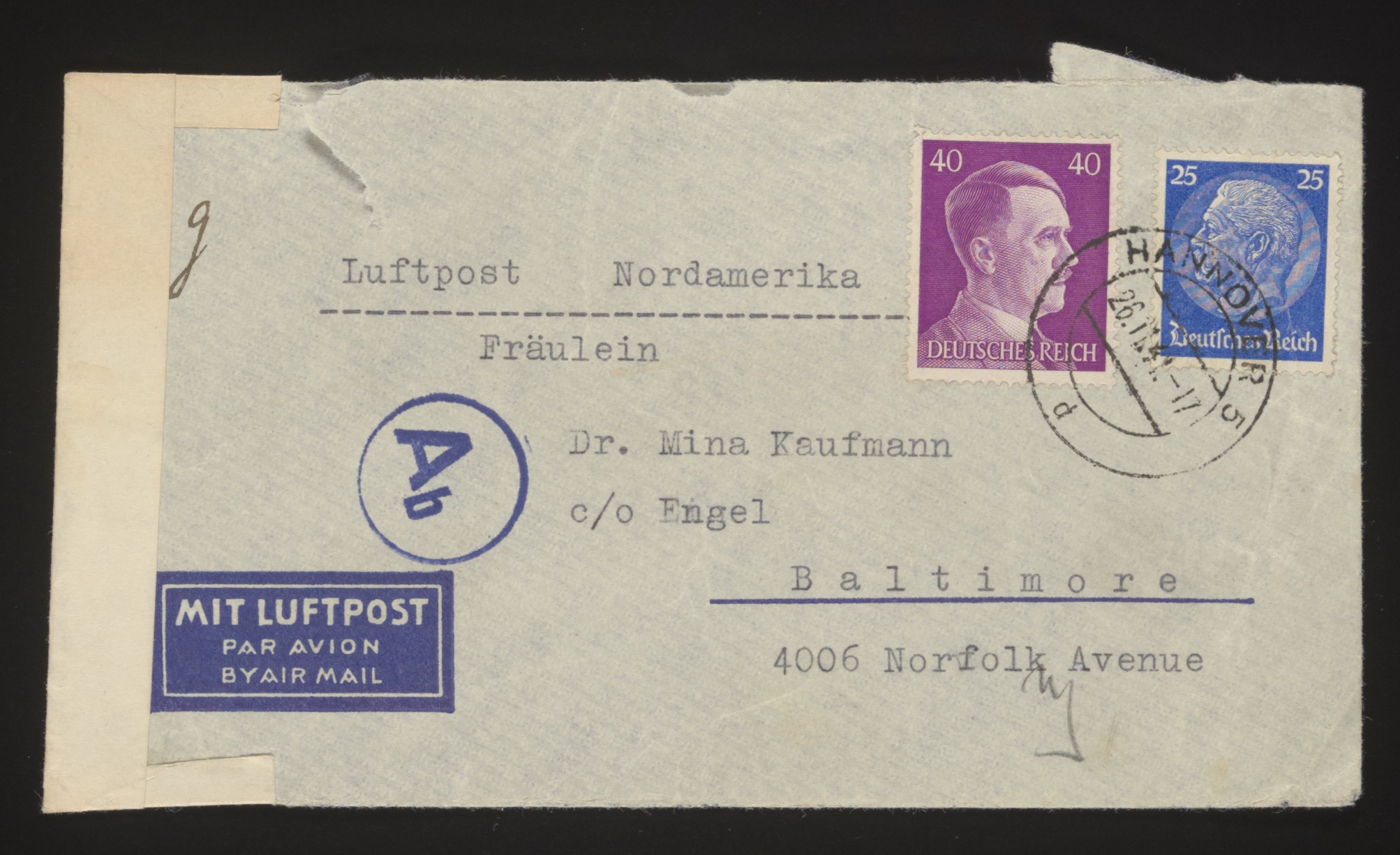 Envelope front — airmail letter