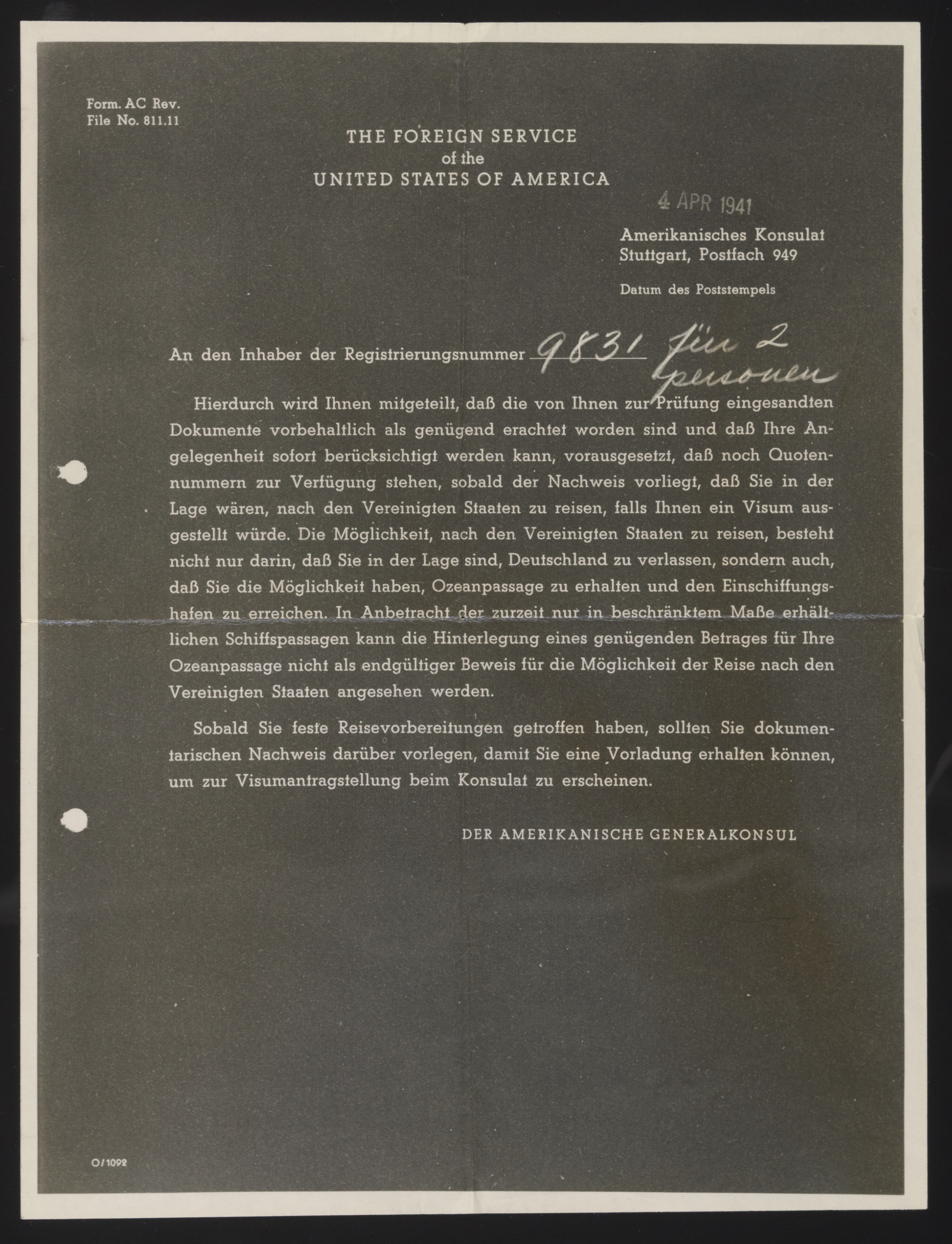 Correspondence (untranscribed)